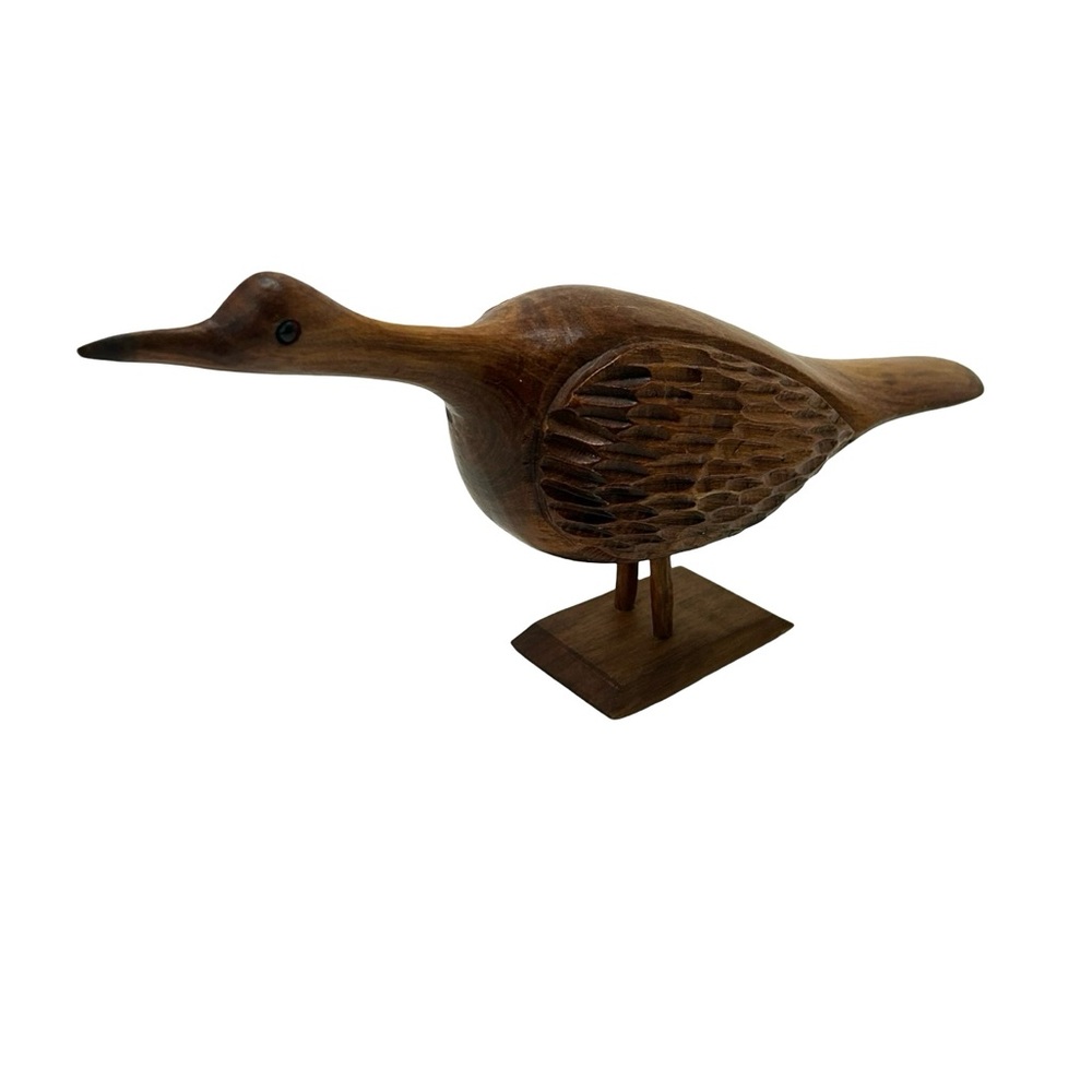 Vintage Mid-Century Hand Carved Wooden Bird Figurine